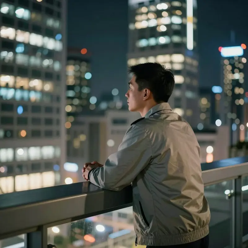 An operations lead watches a blurred city skyline at night, symbolizing constant monitoring for drift.