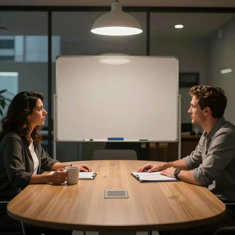Two decision-makers sit in a conference room, quietly weighing options between ad platforms.