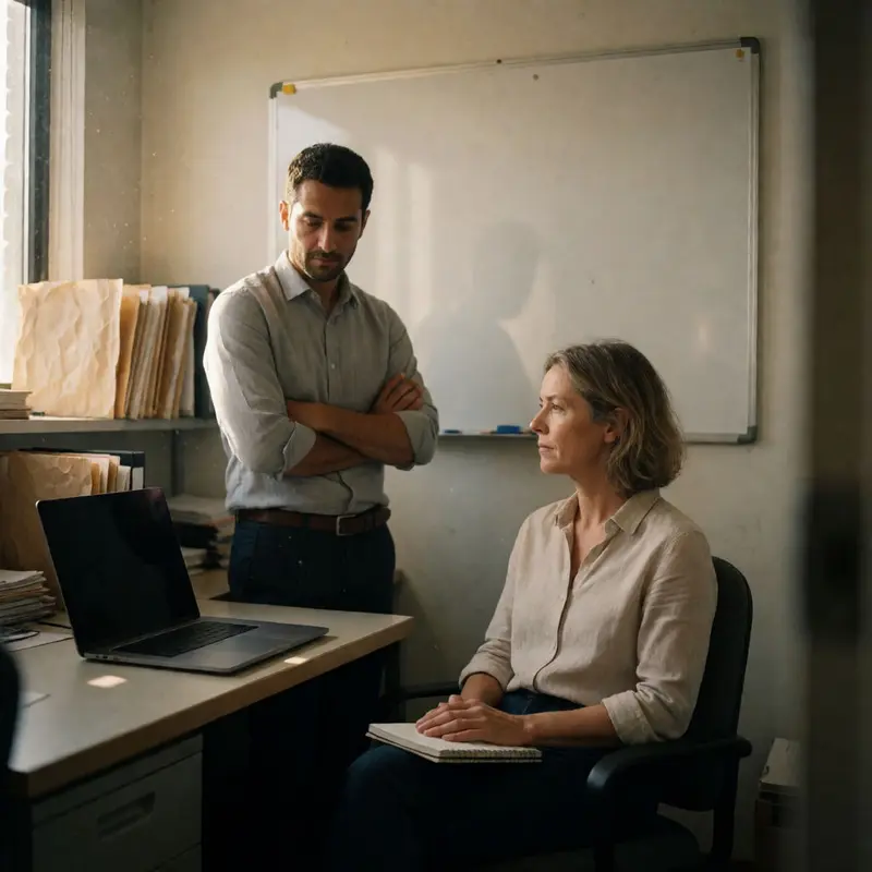 A local business owner and consultant review site access basics in a quiet office.