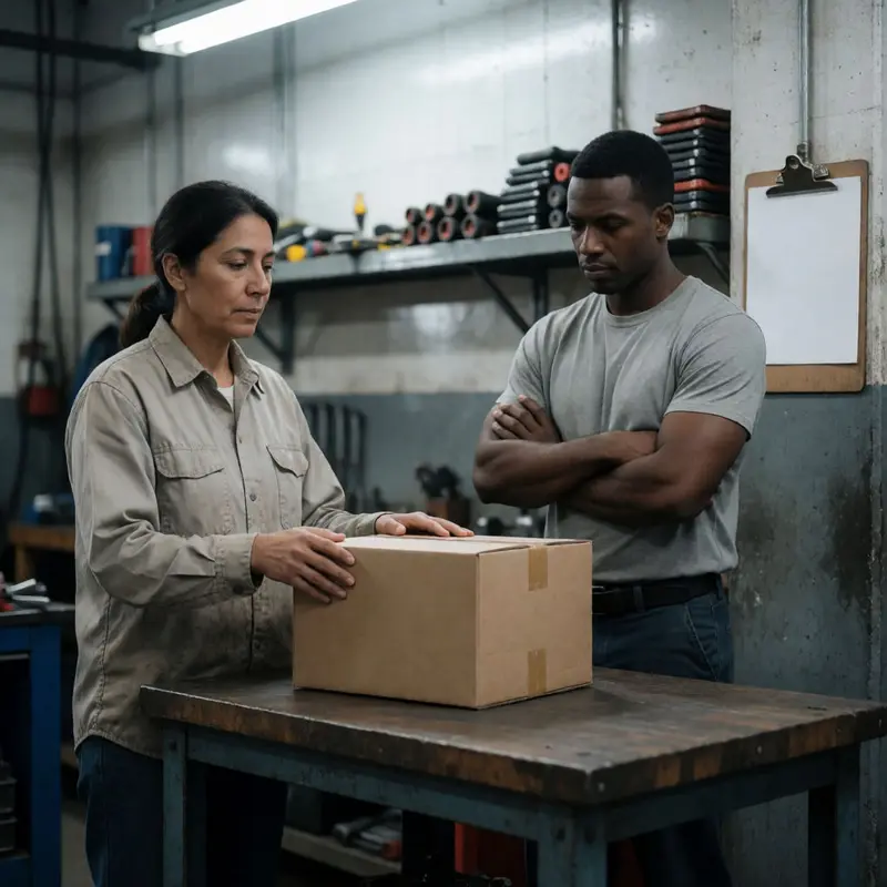 A team highlights tangible, real-world proof in a service workspace.