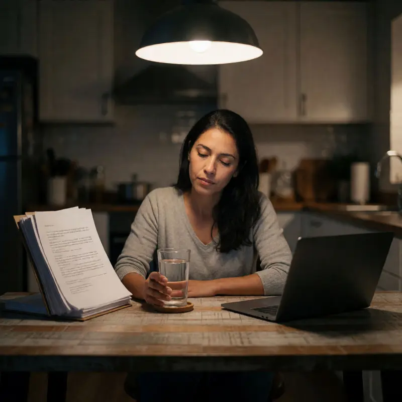 A solo consultant takes a pause between revision cycles, balancing speed with careful review.