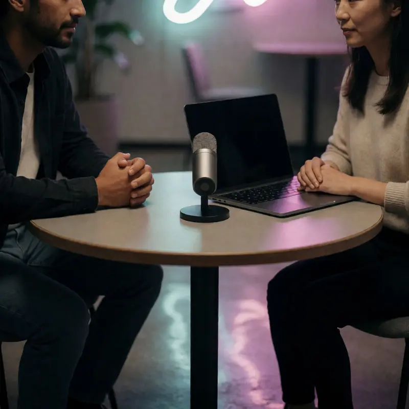 A recorded conversation setup highlights the risk of misattributed speakers.