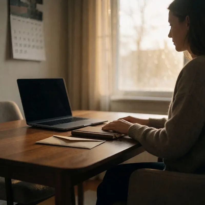 July 2026 UK freelancer tax deadlines cover image of a person seated at a desk with hands flat beside a closed notebook and sealed envelope.