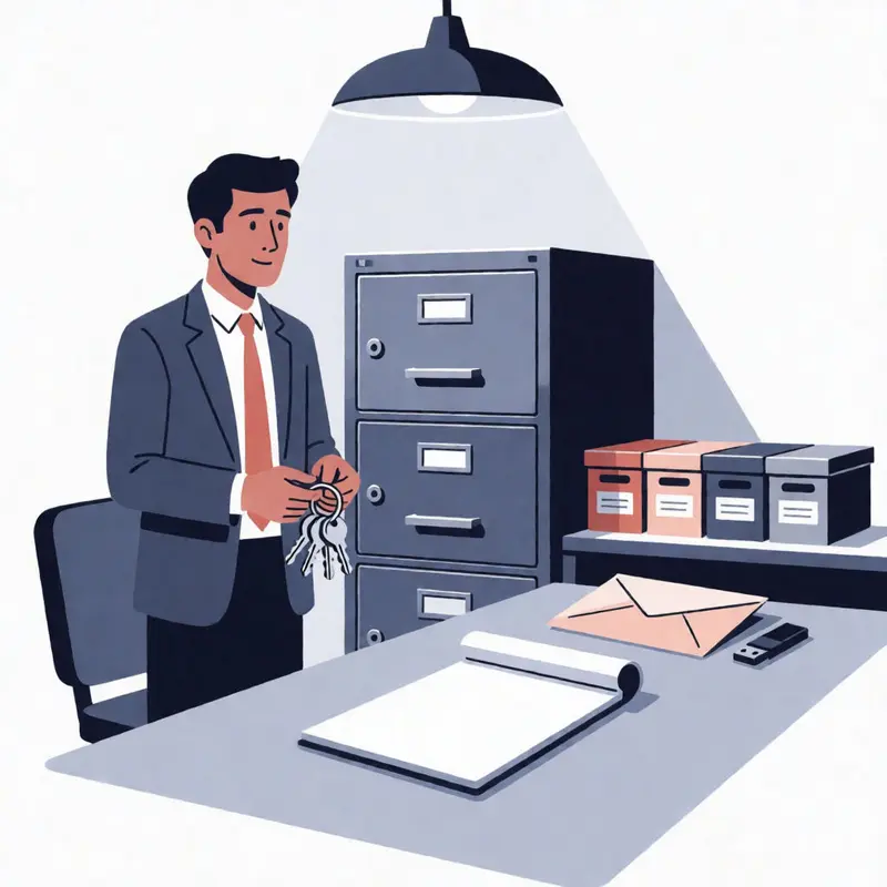 Physical access controls and storage limits stand in for digital governance questions.