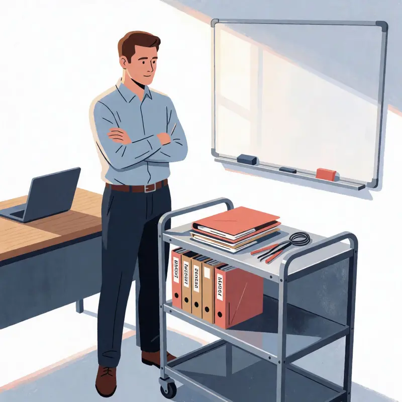A consultant evaluates an empty operational setup that still needs real working parts.